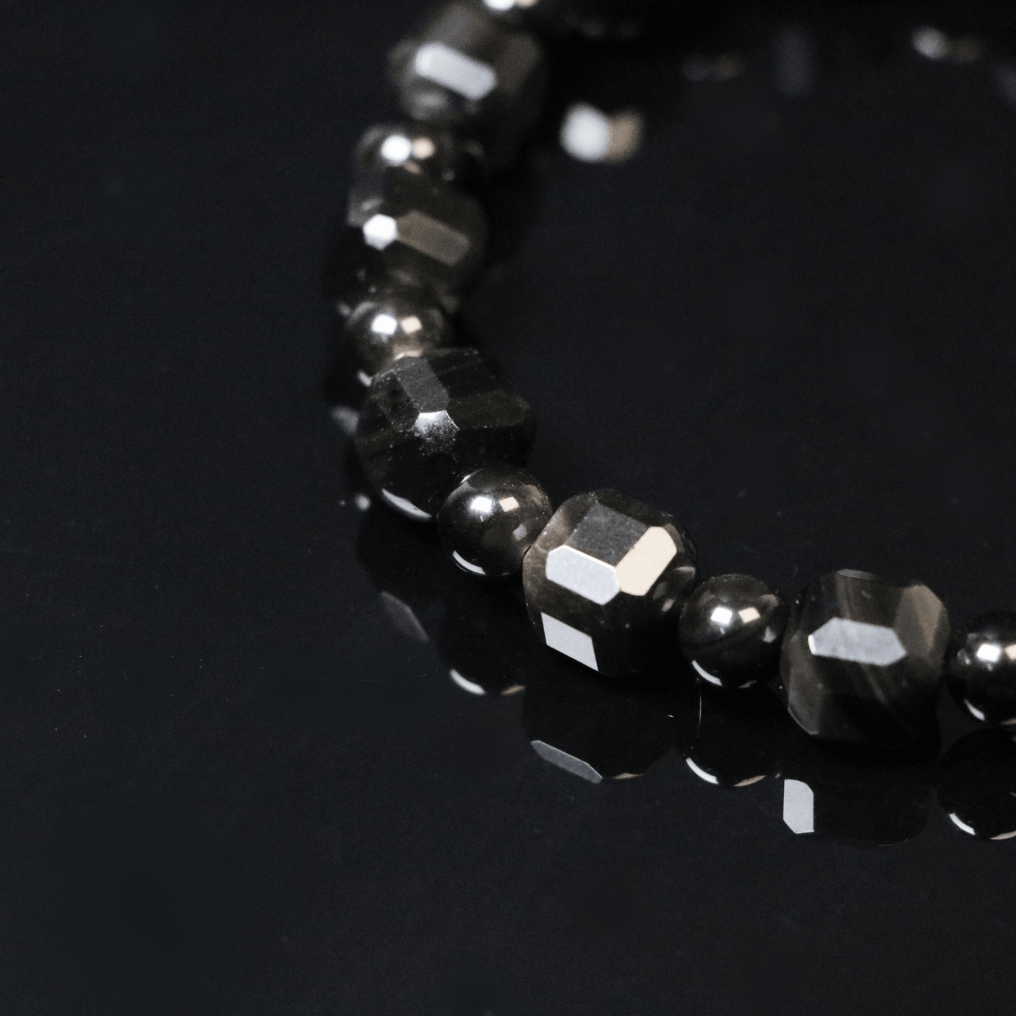 Obsidian polygonal personality creative handmade bracelet